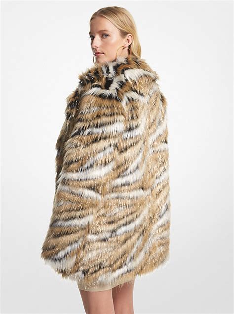 michael kors tiger coat|Metallic Tiger Jacquard Faux Fur Coat .